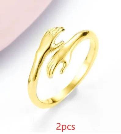 Alloy Simple Hands Hug Ring Opening Adjustable Jewelry - EX-STOCK Canada