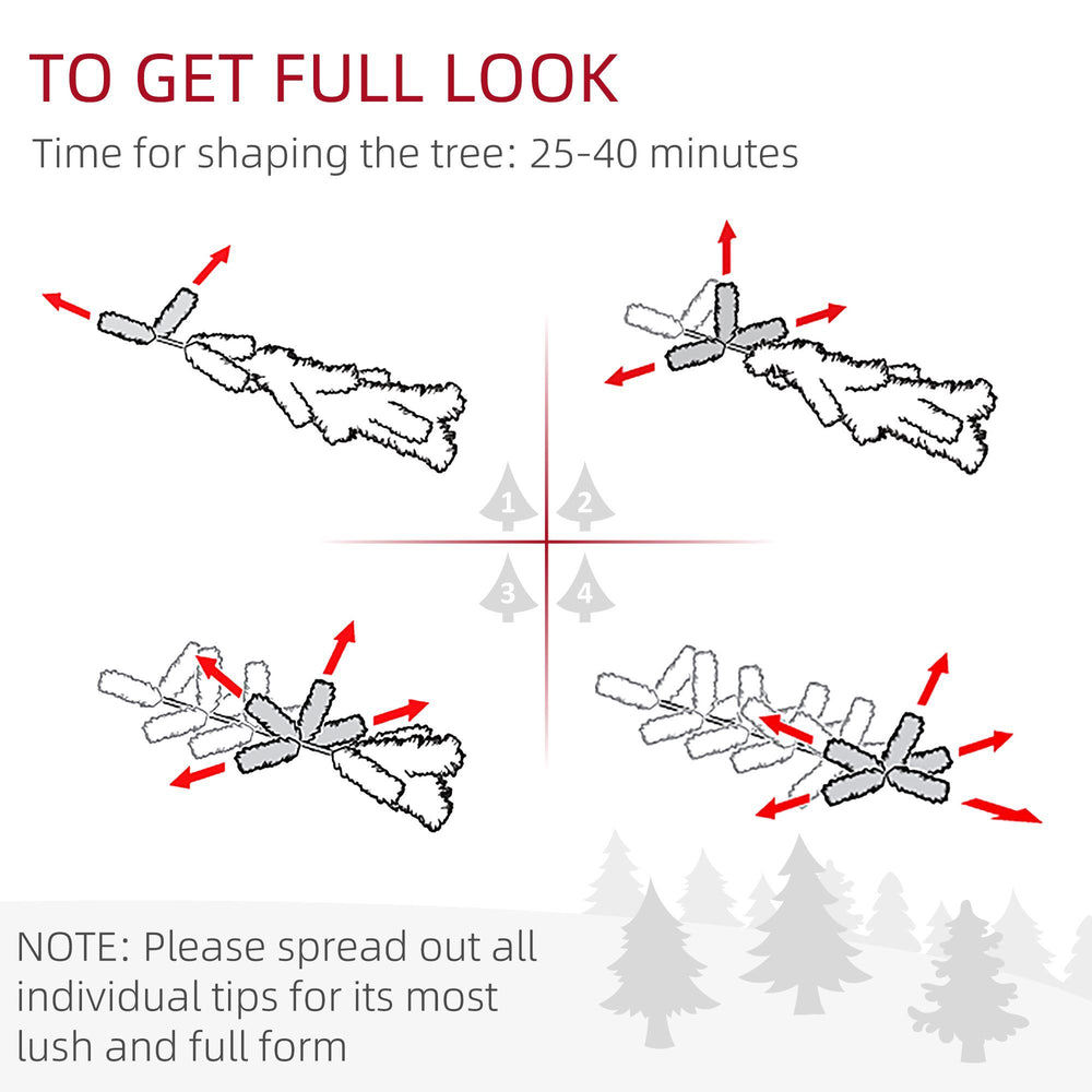 7.5ft Flocked Christmas Tree, Pencil Christmas Tree With Realistic Branch Tips, Folding Metal Stand, Black EX-STOCK Canada