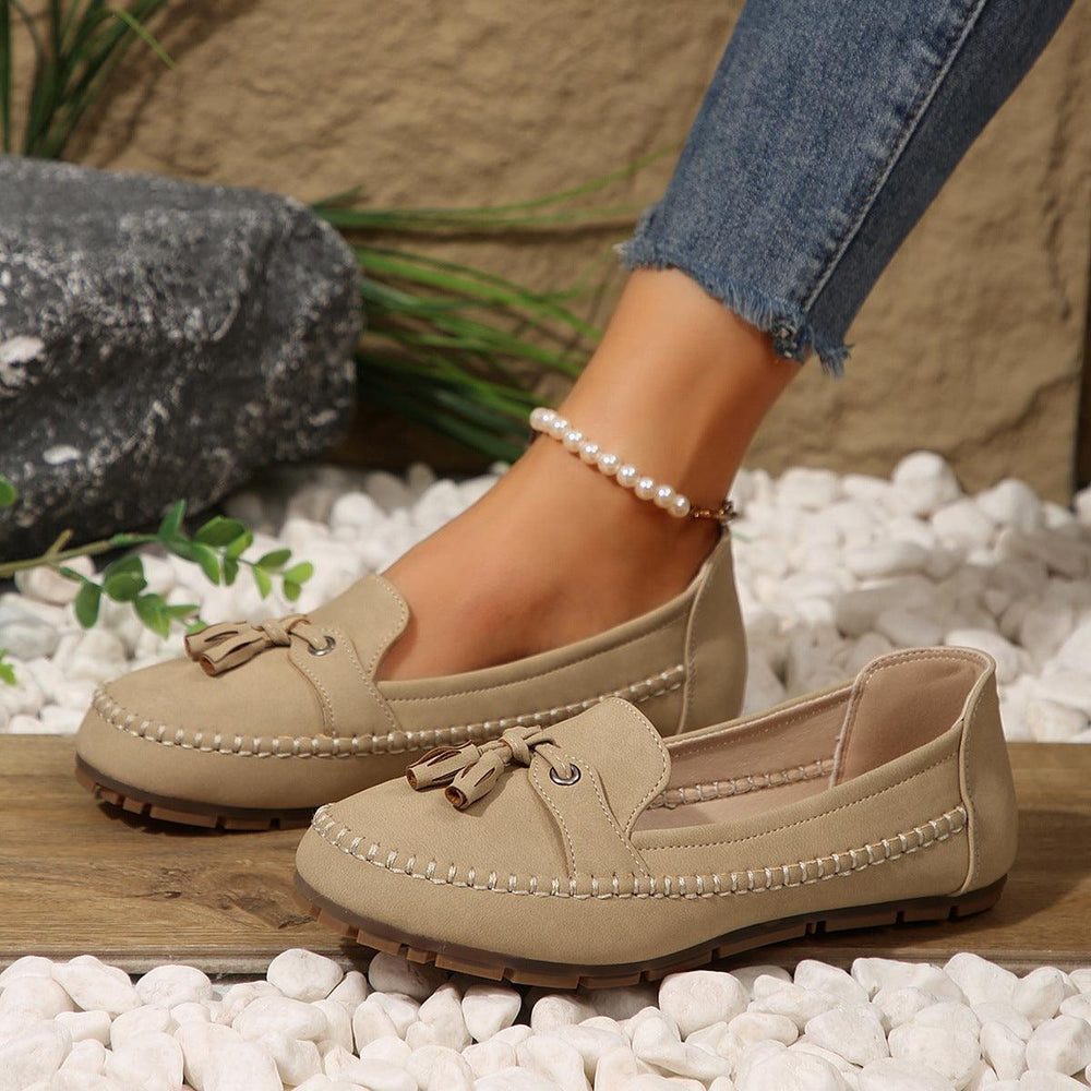 Women's Round Head Loafers Fashion Non-slip Soft Comfortable Flats Shoes