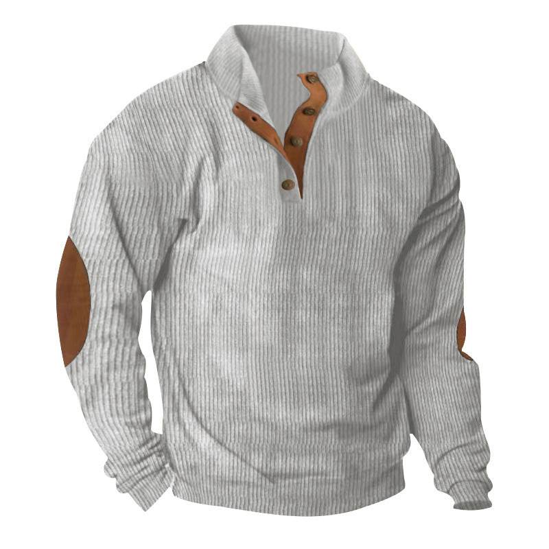 Corduroy Casual Stand Collar Long-sleeved Sweater men - EX-STOCK Canada