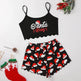 Christmas European And American Thin Pajamas Women's Sleeveless Shorts Milk Silk Simple Casual Two-piece Suit Homewear - EX-STOCK Canada