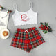 Christmas European And American Thin Pajamas Women's Sleeveless Shorts Milk Silk Simple Casual Two-piece Suit Homewear - EX-STOCK Canada