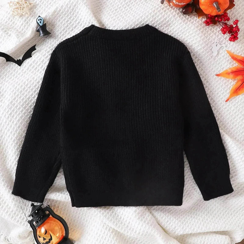 Unisex Cartoon Ghost Embroidered Long-sleeved Sweater Pullover for Boys and girls - EX-STOCK Canada