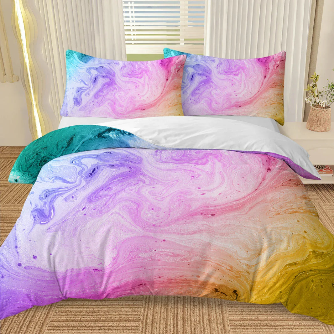 Girly Duvet Cover Rainbow Glitter Ombre Bedding Sets 3 Pcs Chic Purple Blue Green Pastel Bed Spreads Sparkle Quilt Cover Set With 2 Pillow Shams EX-STOCK Canada