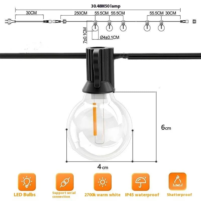 Catena Luminosa da Esterno con Lampadine G40 Impermeabile Globo Festival Luci a LEDEX-STOCK Canada