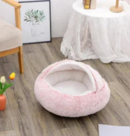 Cama para Perros y Gatos 2 en 1 Cama de Invierno para Mascotas Redonda de Felpa Cálida Suave Cama de Felpa Larga para Mascotas Productos para MascotasEX-STOCK Canada