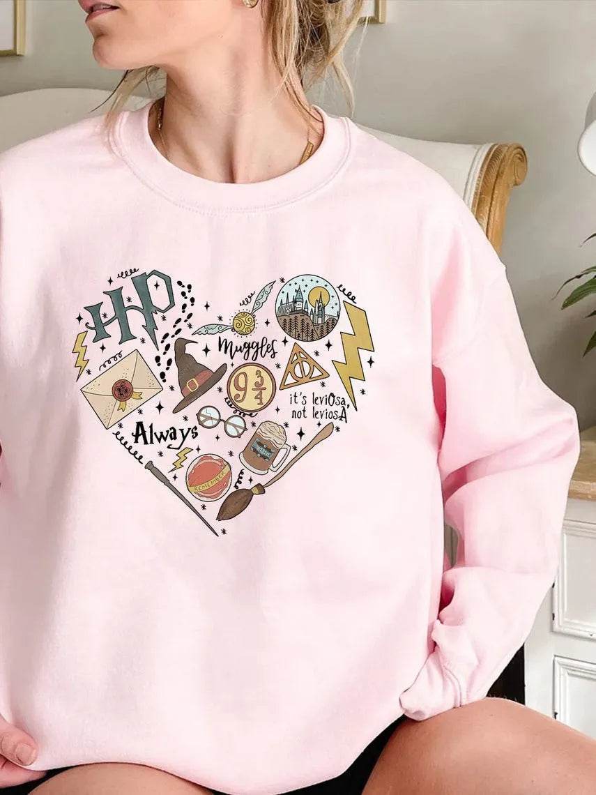 Digital Printing Sweater Hipster Round Neck Pullover Long Sleeve Sweater Women - EX-STOCK Canada