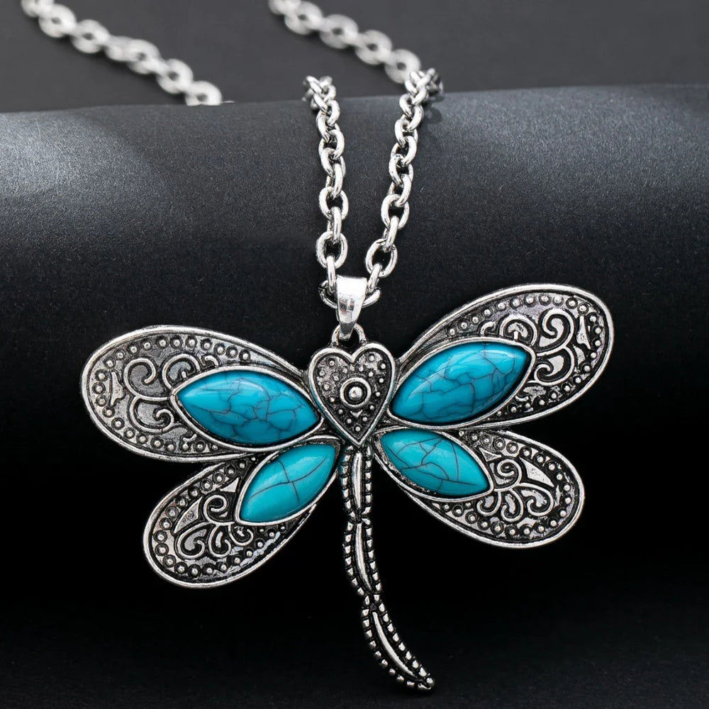 Collier pendentif libellule turquoise de luxe léger à la modeEX-STOCK Canada