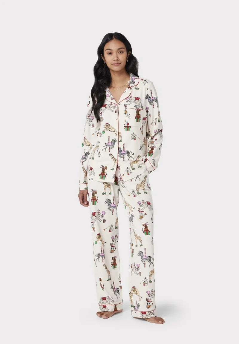 Christmas Printed Long-sleeved Trousers Autumn Ladies Home Leisure Suit EX-STOCK Canada