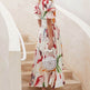 Summer Print Dresses V-neck Button Short Sleeve Midi Dress - EX-STOCK Canada