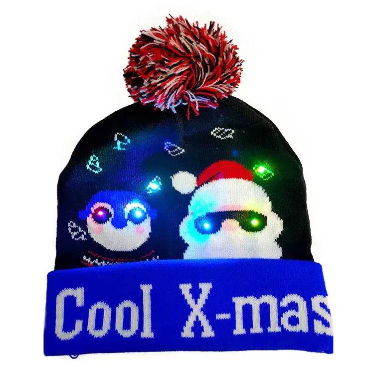 LED Christmas Hat Sweater Knitted Beanie Christmas Light Up Knitted Hat Christmas Gift Kids Xmas New Year Decorations - EX-STOCK Canada
