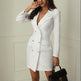 Elegant Women Long Sleeve Deep V-neck Corporate Office Blazer Dress - EX-STOCK Canada