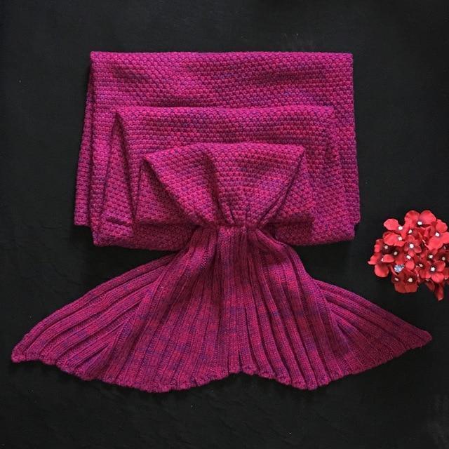 Hot Mermaid Blanket Handmade Knitted Sleeping Wrap TV Sofa Mermaid Tail Blanket Kids AdultBaby Crocheted Bag Bedding Throws Bag EX-STOCK Canada