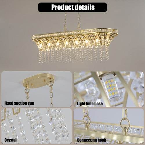 Modern Champagne Gold Kitchen Island Lamp - Oval Crystal Ceiling Chandelier - EX-STOCK Canada