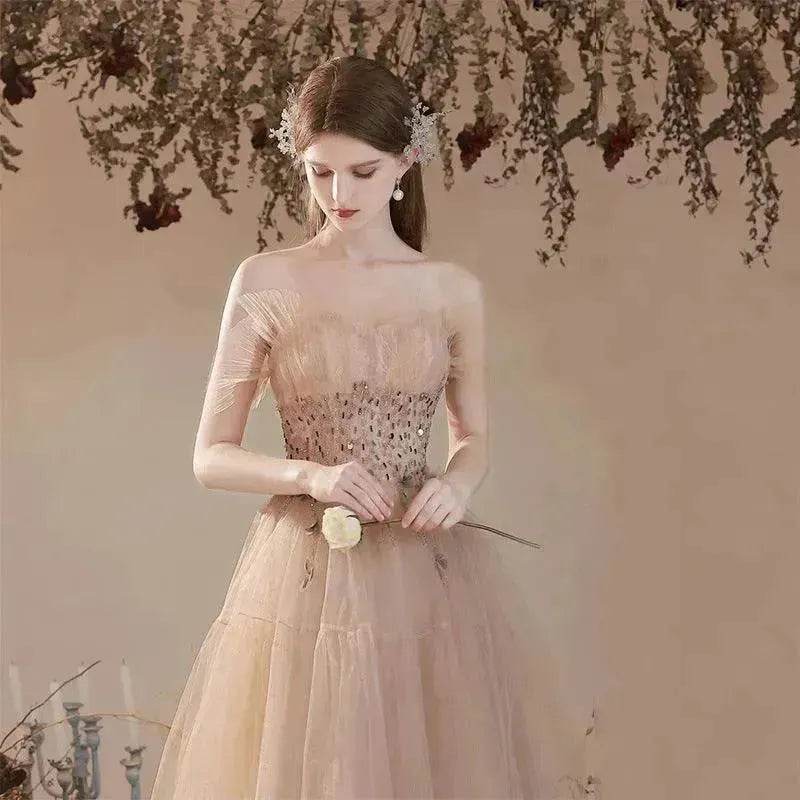 Champagne-colored Host Starry Sky Toasting Dress With Strapless - EX-STOCK Canada