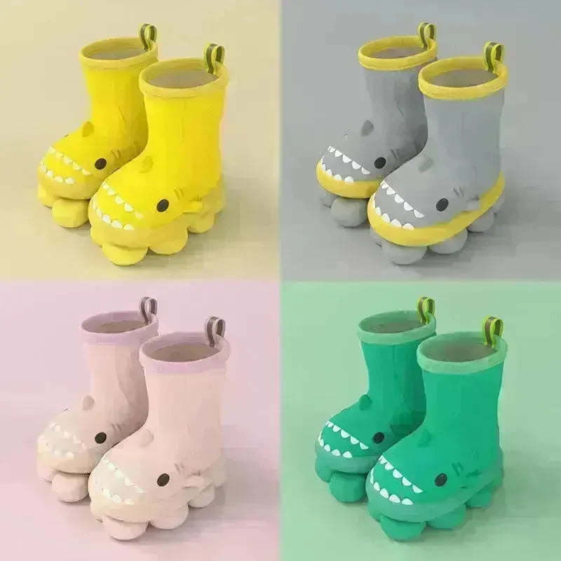 Children Boys Girls Cute Cartoon Waterproof Shoes Safety Rubber Shark Slippers Kids Rain Boots - EX-STOCK CANADA