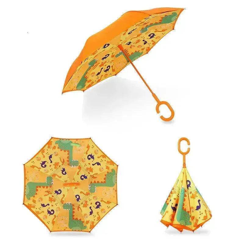 Children's Colorful Handle Reverse Umbrella Set Baby Cartoon Umbrella - EX-STOCK Canada