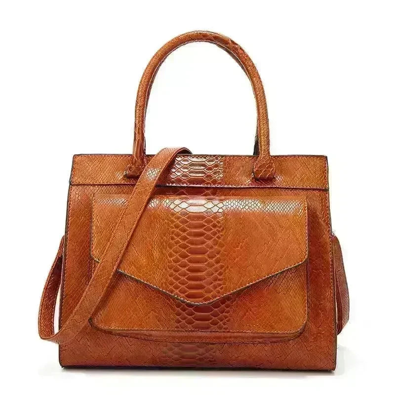 Classy European and American Women's Snake Print Zipper Handbag - EX-STOCK CANADA