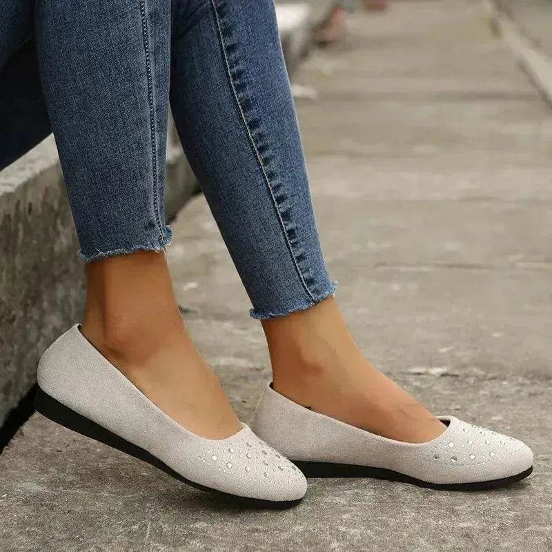 Classy Fashion Flats Shoes With Rhinestones Casual Round Toe Loafers Cozy Shoes For Women - EX-STOCK Canada