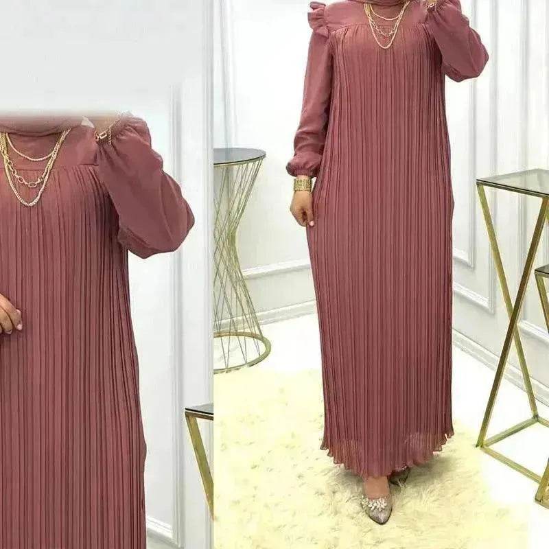 Classy Solid Color Turtleneck With Loose Abaya Dress for Arab Dubai Turkey Middle East Women - EX-STOCK Canada