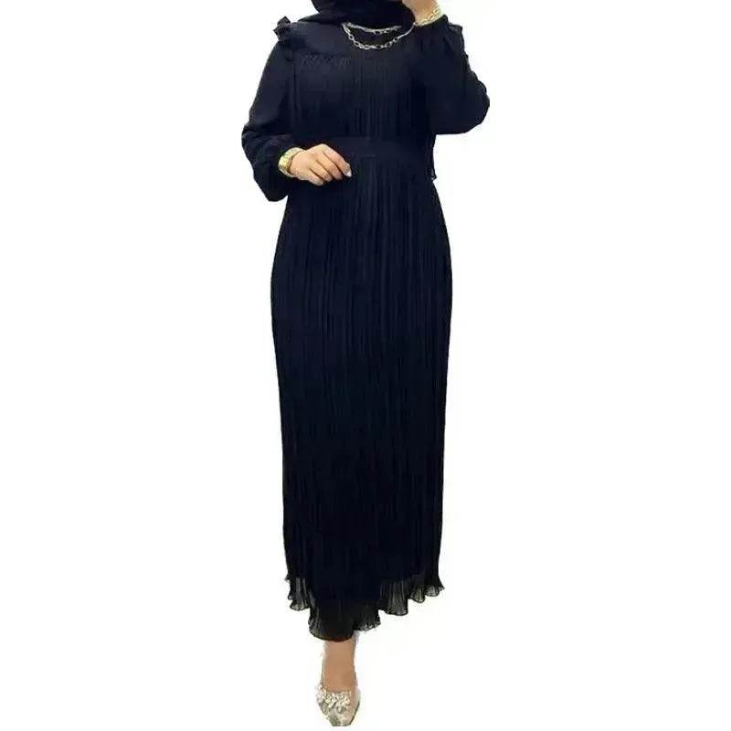 Classy Solid Color Turtleneck With Loose Abaya Dress for Arab Dubai Turkey Middle East Women - EX-STOCK Canada