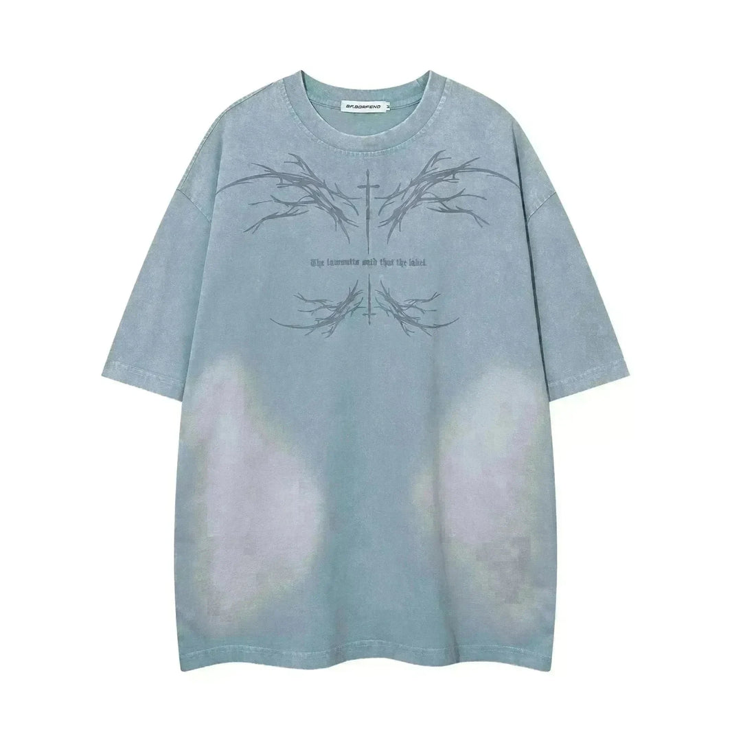 Color-contrasting Pattern Printed Short Sleeved T-shirt - EX-STOCK CANADA