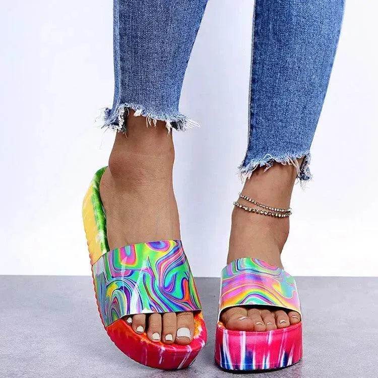 Color Printing Plus Size Slippers Women Platform Sandals And Slippers Beach Shoes Women - EX-STOCK Canada