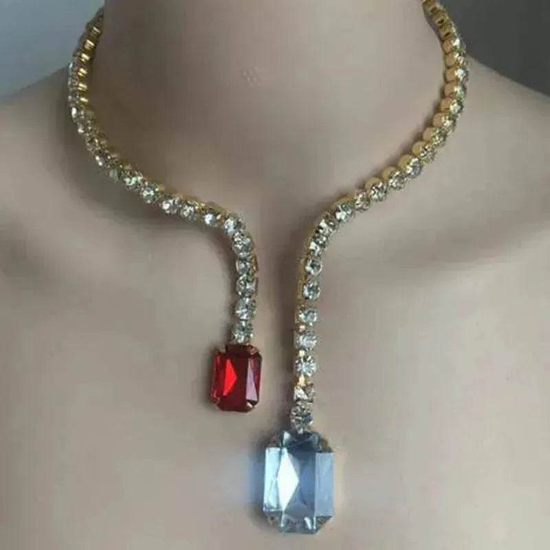 Colored Diamond Neck Chain Fashion Charming Full Diamond Women Bridal wedding Luxury Necklace for Women - EX-STOCK Canada