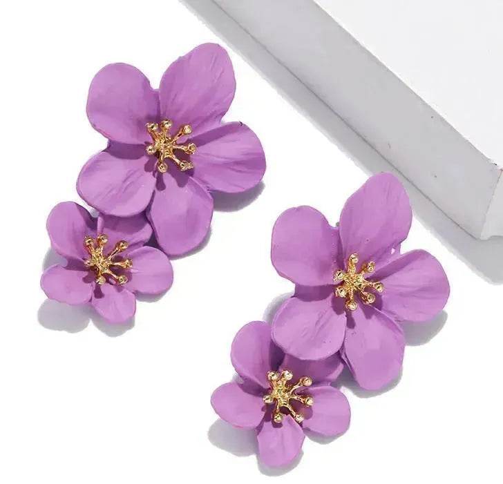 Colorful Double flower Stud earrings for Women - EX-STOCK Canada