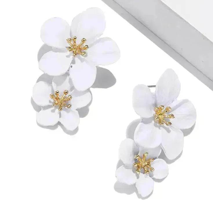 Colorful Double flower Stud earrings for Women - EX-STOCK Canada