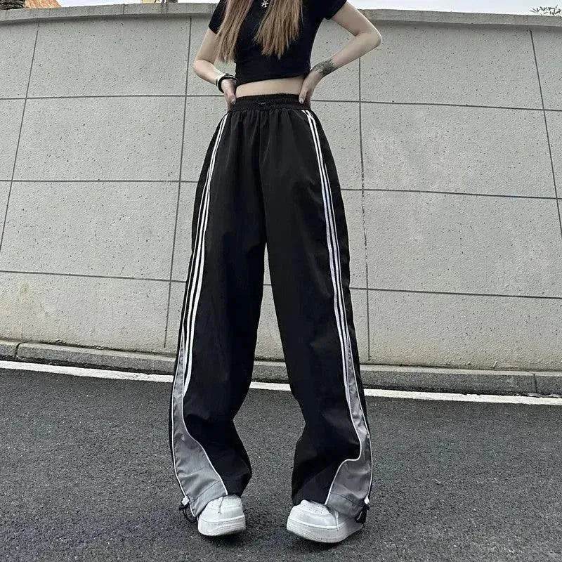 Contrast Color Side Striped Black Pants For Women - EX-STOCK Canada