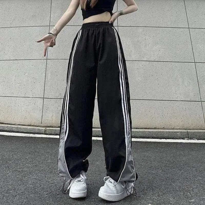 Contrast Color Side Striped Black Pants For Women - EX-STOCK Canada