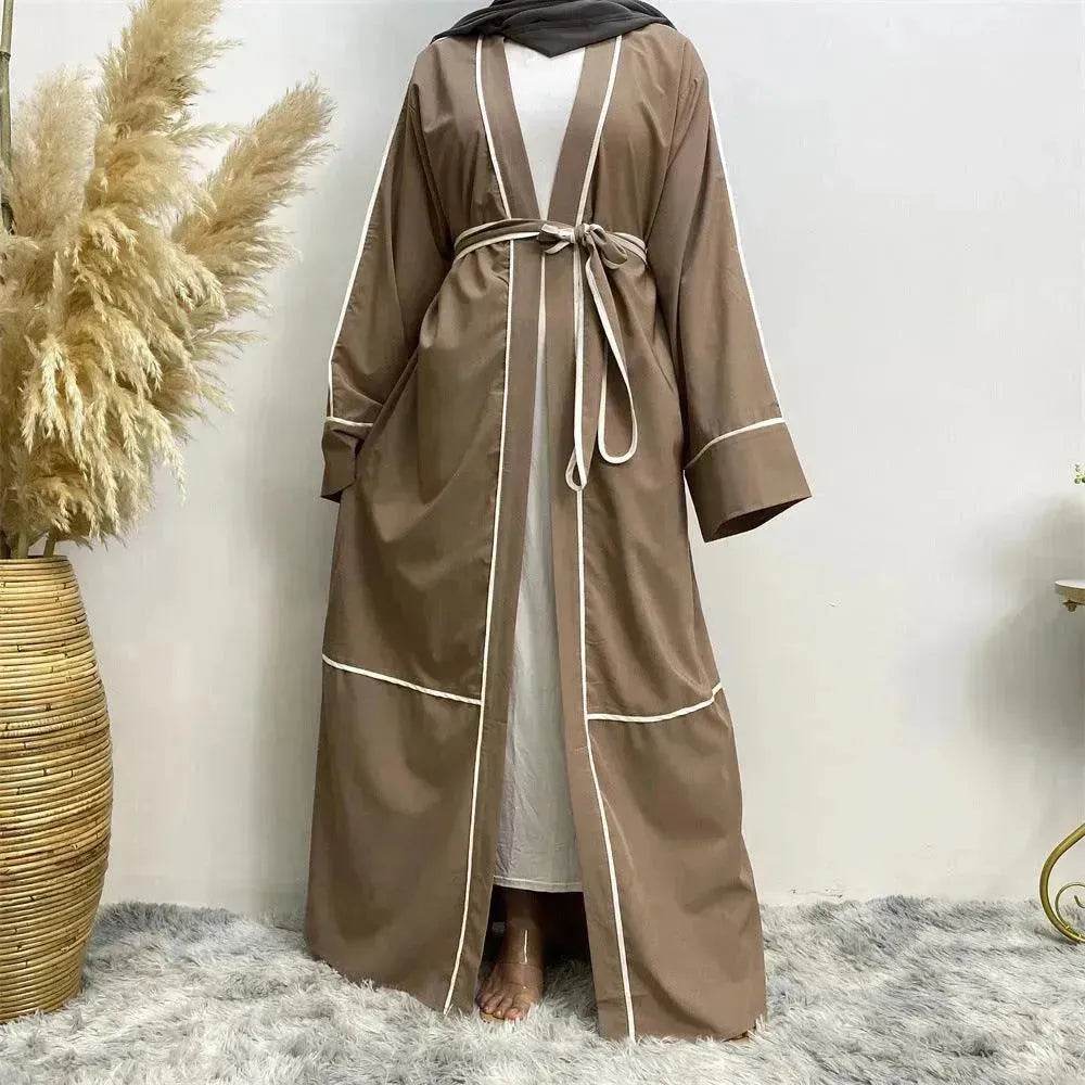 Contrast Striped Cardigan Arab Robe - EX-STOCK Canada
