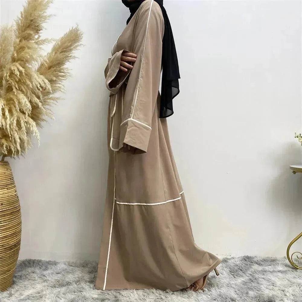 Contrast Striped Cardigan Arab Robe - EX-STOCK Canada