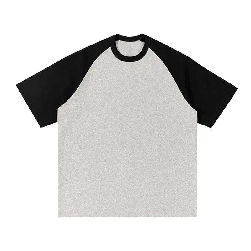Cotton Color-matching Raglan Sleeves Loose-fitting Casual T-shirt - EX-STOCK Canada