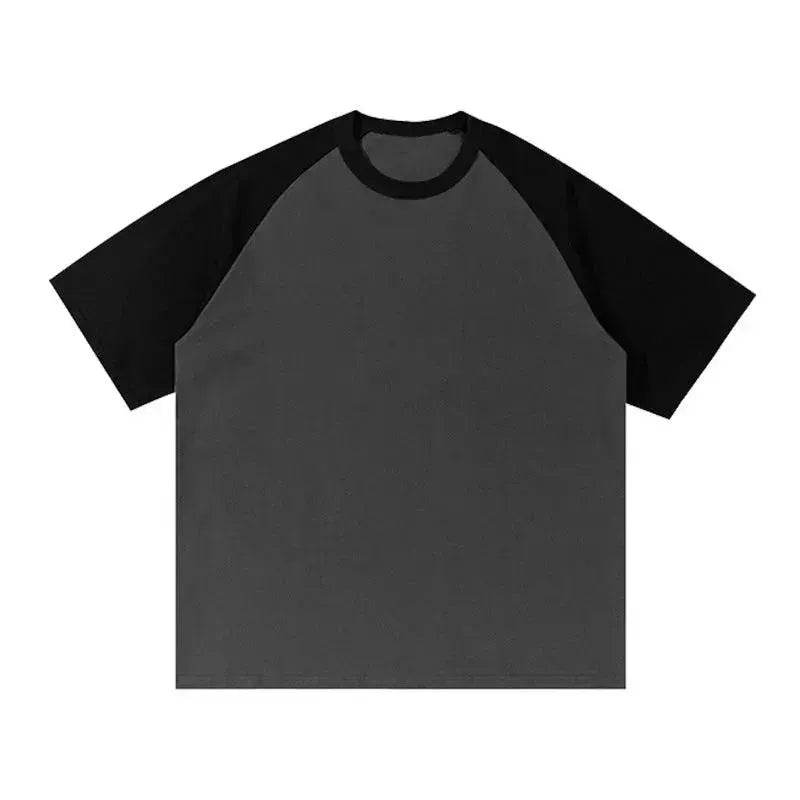 Cotton Color-matching Raglan Sleeves Loose-fitting Casual T-shirt - EX-STOCK Canada