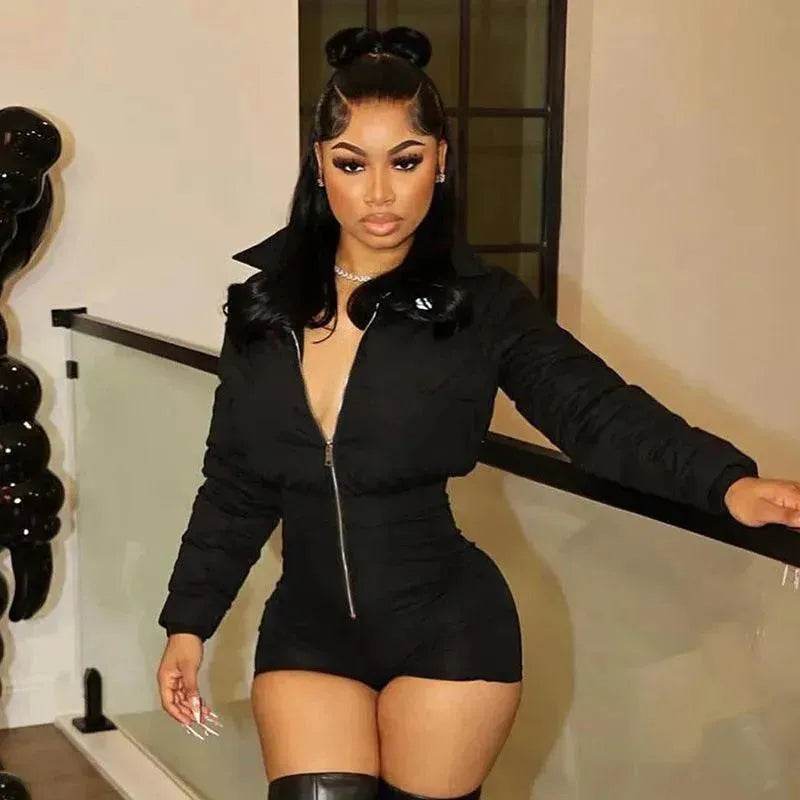 Cotton-padded Stretch Tight Jumpsuit Slim Short Jacket - EX-STOCK Canada