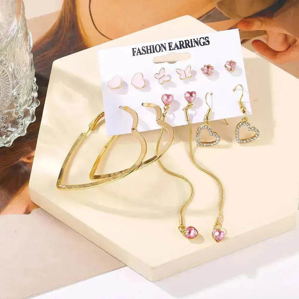 Creative Simple Retro Love Star Chain Ear rings Set - EX-STOCK Canada