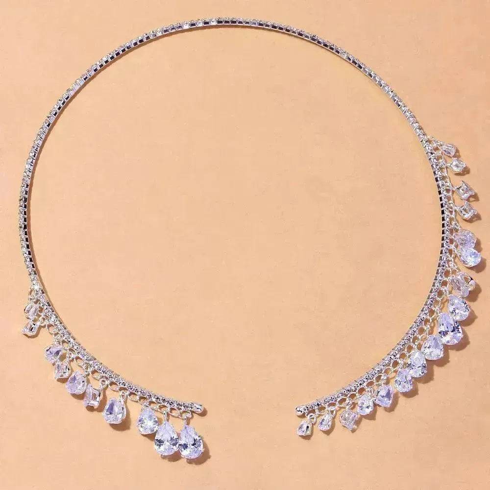 Crystal Rhinestone Collar Necklace for Women Weeding Bridesmaid Necklace Gold and Silver Necklace - EX-STOCK Canada