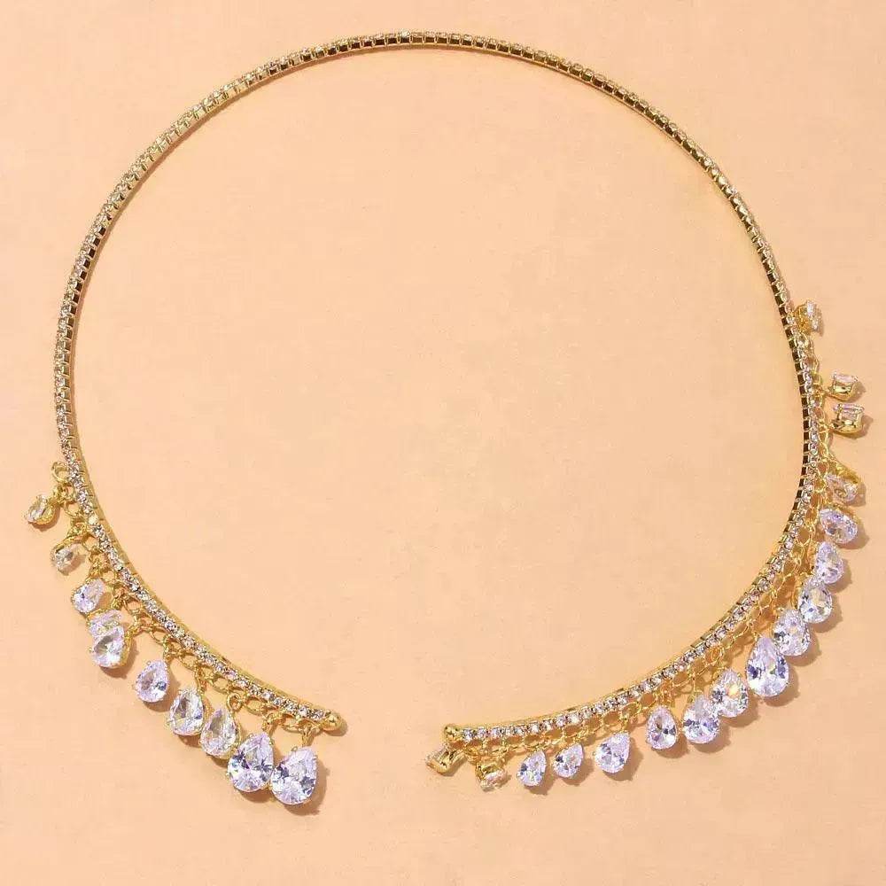 Crystal Rhinestone Collar Necklace for Women Weeding Bridesmaid Necklace Gold and Silver Necklace - EX-STOCK Canada