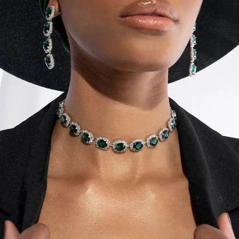 Crystal Rhinestone Fashion Square Stone Necklace for Women Wedding Bridesmaid Necklaces - EX-STOCK Canada