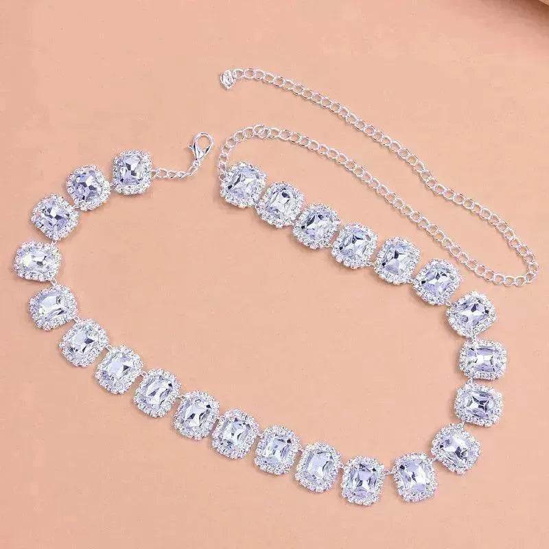 Crystal Rhinestone Fashion Square Stone Necklace for Women Wedding Bridesmaid Necklaces - EX-STOCK Canada
