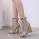 Crystal thick Fish Mouth mesh hollow high Chunky heel Boot - EX-STOCK Canada
