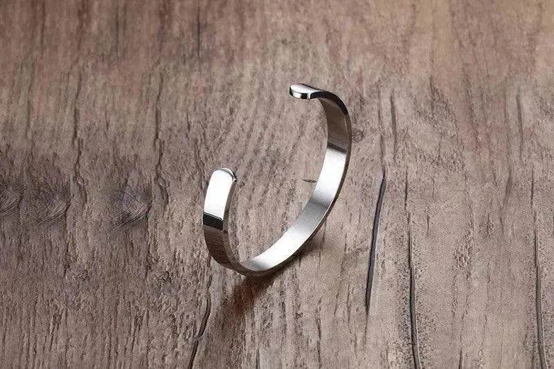 Custom Laser Engraving Smooth Stainless Steel Fine Bangle Jewelry C-shaped Bracelet - EX-STOCK Canada