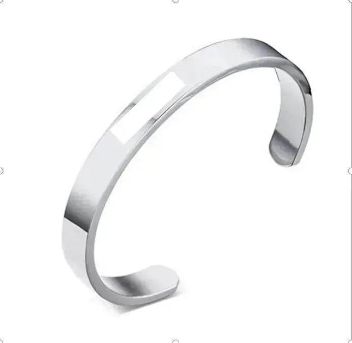 Custom Laser Engraving Smooth Stainless Steel Fine Bangle Jewelry C-shaped Bracelet - EX-STOCK Canada