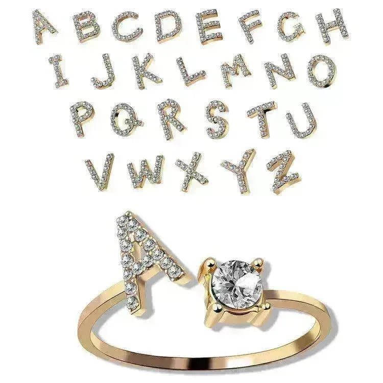 Customizable 26-Letter Ring: Fashionable & Elegant Jewelry - EX-STOCK CANADA