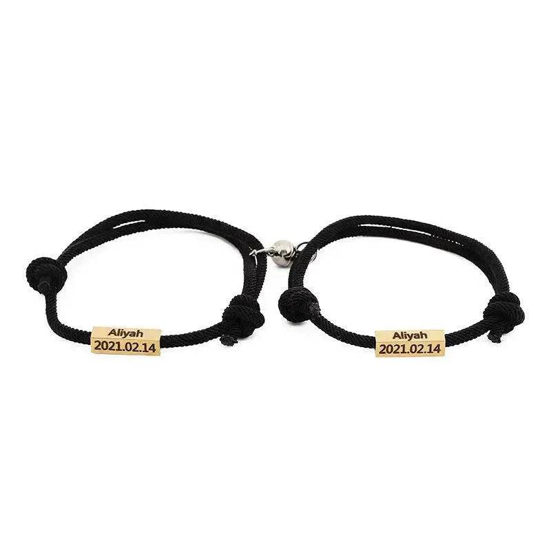 Customized Name Bracelet Eternal Love Magnet Staniless Steel Couples Bracelet - EX-STOCK Canada