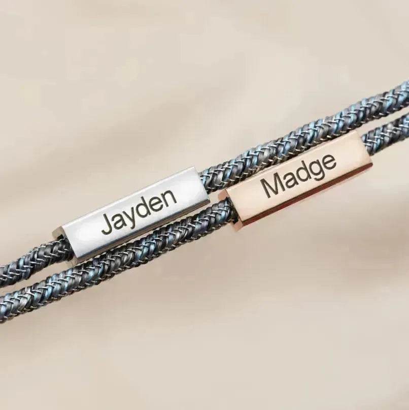 Customized Name Bracelet Pledge of Eternal Love Magnet Attracts Each Other Staniless Steel Couples Bracelet - EX-STOCK Canada