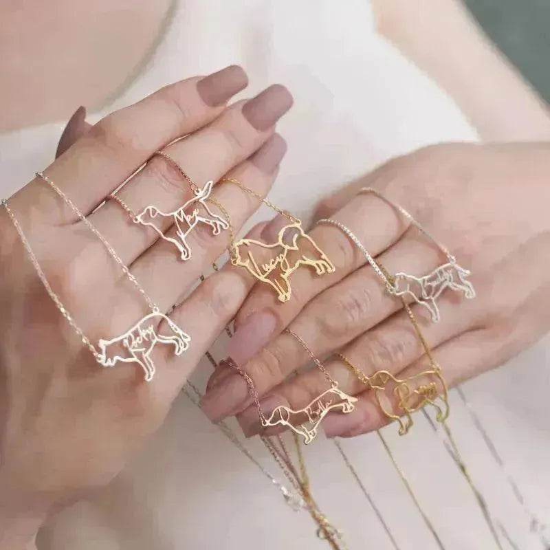 Customized Pet Shape Name Pendant Stainless Steel Necklaces For Women Personalized Cat Necklace Animal Memorial For Pet Lover - EX-STOCK Canada