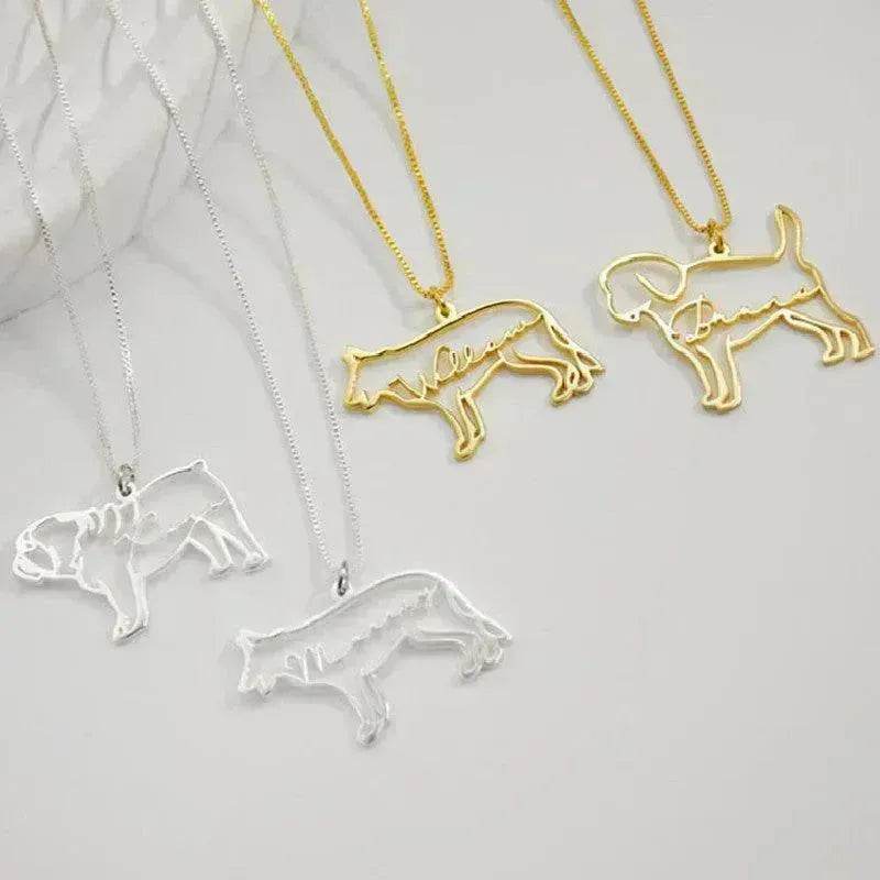 Customized Pet Shape Name Pendant Stainless Steel Necklaces For Women Personalized Cat Necklace Animal Memorial For Pet Lover - EX-STOCK Canada